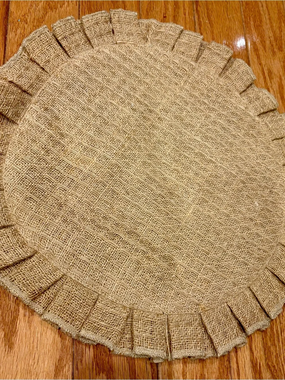 New Set of 6 Round Burlap Ruffle Placemats | Farmhouse Rustic Table Decor